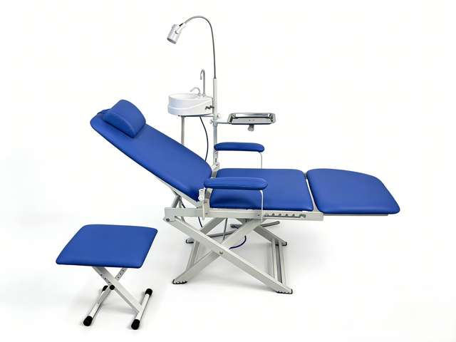 Easy-to-Clean Spittoon Equipped Cheap Dental Folding Chair | Portable Medical Dental Unit
