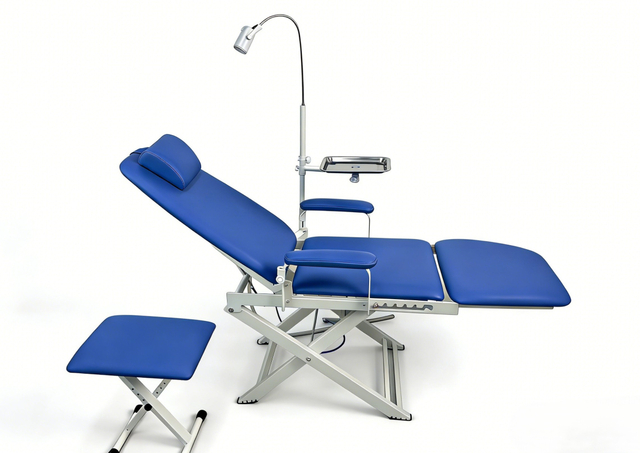 Fully Foldable Mobile Dental Chair with Stainless Steel Tray | Cost-Effective Medical Dental Equipment